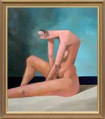 George Condo, Seated Bather, 2005, oil on canvas, in artist's frame
