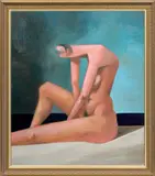 George Condo, Seated Bather, 2005, oil on canvas, in artist's frame
