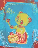 Andy Warhol, Panda Drummer (Toy Series), 1983, acrylic and silkscreen ink on canvas​