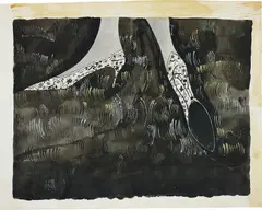 Shoes by Andy Warhol, 1948, ink and acrylic on paper, sold Jun 2024