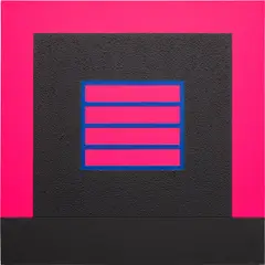 Peter Halley, BLACK PRISON, 2005, acrylic, fluorescent and pearlescent acrylic, and Roll-a-Tex on canvas