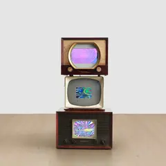 TV Tower by Nam June Paik, 1998, wood, tv monitor, fabric, plastic and electrical wiring, offered Jun 2024