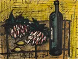 Bernard Buffet, Les bottes de radis, 1955, mixed media on paper