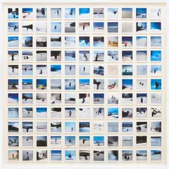 Elman Mansimov, A person skiing on snow clad vast mountain (from the alignDRAW series), 2015, archival pigment prints - AI generated text-to-image, in artist's frame