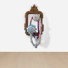 Joana Vasconcelos, Love Affair, 2015, ornaments, wool and polyester on gilt framed mirror