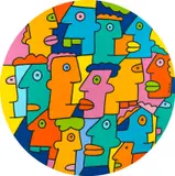 An incredible burst of energy spreads around the market square by Thierry Noir, 2022, acrylic on canvas, sold Jun 2024