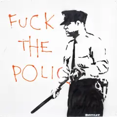 Banksy, Untitled (Fuck the Police), 2000, spray paint and acrylic on board