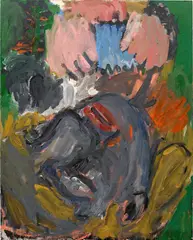 Georg Baselitz, Blaues Akkordeon, 1985, oil on canvas