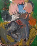 Georg Baselitz, Blaues Akkordeon, 1985, oil on canvas