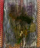 Sigmar Polke, Die Motte, 1985, artificial resin, iron mica, acrylic dispersion and dry pigment on printed fabric