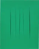 Concetto spaziale, Attese by Lucio Fontana, 1967, waterpaint on canvas, sold Oct 2024