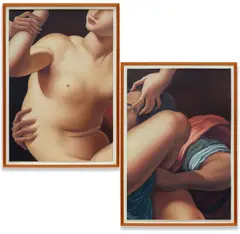 Jesse Mockrin, Ruthless, 2020, oil on paper, diptych