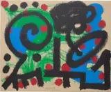 A. R. Penck, La crisi del golfo 2, 1990, acrylic on cardboard laid down on panel