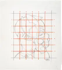 Peter Saul, Study for Frontal Lobotomy, 1988, pencil and crayon on paper
