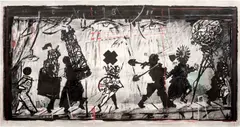 William Kentridge, Eight Figures, 2010, poster paint, charcoal, coloured pencil and pastel on paper