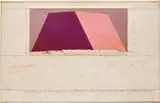 Christo, The Mastaba, Project for the United Arab Emirates, 1979, pencil, pastel and photographic collage on card laid down on board, in Plexiglas box