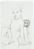 George Condo, Two Female Models, 2008, pencil on paper