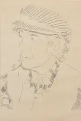 Man Ray by Andy Warhol, 1974, pencil on paper laid down on cardboard, sold Oct 2024