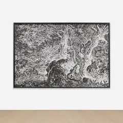 No.287 NEUNUNDZWANZIGSTERJULIZWEITAUSENDUNDZ WEI by Ugo Rondinone, 2002, ink on paper, in artist's chosen frame, with silkscreen on Plexiglas plaque, offered Oct 2024