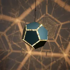 Ólafur Elíasson, Inverted mirror dodecahedron lamp, 2005, steel, mirror, bulb and cable