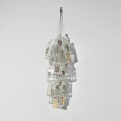 Untitled (32 bottles) by Barry McGee, 2000, acrylic on glass bottles and wire, in 32 parts, sold Oct 2024