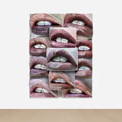 True Love Lip by Gina Beavers, 2021, acrylic and foam on canvas laid down on board, in artist's frame, offered Oct 2024