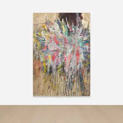 Spencer Lewis, Untitled, acrylic, oil, enamel, spray paint and ink on jute