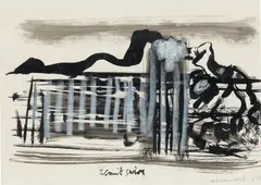 Marlene Dumas, I can't swim, 1987, ink and pastel on paper