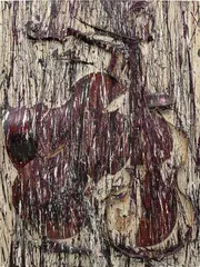 Les enfants terribles by Arman, 1989, broken cello and acrylic on canvas, offered Dec 2024