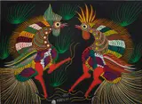 Chico da Silva and the Pirambu School, Untitled (Two roosters), 1975, oil on canvas