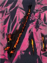 Untitled by Korakrit Arunanondchai, 2013, spray paint on denim and inkjet print on canvas, sold Dec 2024