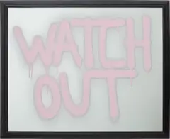 Watch Out by Rashid Johnson, 2012, spray paint on mirror, in artist's frame, sold Dec 2024