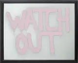 Rashid Johnson, Watch Out, 2012, spray paint on mirror, in artist's frame