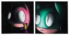 Edgar Plans, Two works: (i) Lady Vampire; (ii) My Little Vampire, 2021, oil on canvas laid on panel