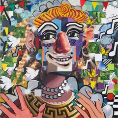 Allison Zuckerman, A Subtle Hello, 2022, oil, acrylic and archival CMYK ink on canvas