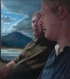 Tim Gardner, Two Men on a Bus, Moving Through the Landscape, 2006, pastel on 2 adjoined sheets of gessoed paper, mounted on unstretched canvas