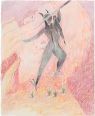 Anthony Cudahy, Touch and demon, 2020, coloured pencil on paper