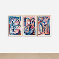 Austyn Weiner, At First I Thought It Was The Altitude, 2021, oil, oil stick and crayon on paper, in 3 parts