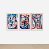 Austyn Weiner, At First I Thought It Was The Altitude, 2021, oil, oil stick and crayon on paper, in 3 parts