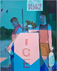 Matt Bollinger, August Puppies (II), 2021, Flashe and acrylic on canvas