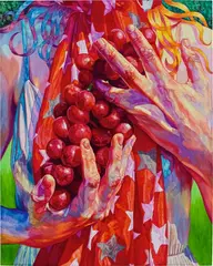 Hannah Lupton Reinhard, Of the Vine, 2021, oil and crystal on canvas