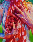 Hannah Lupton Reinhard, Of the Vine, 2021, oil and crystal on canvas