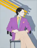 Patrick Nagel, Seated Man, 1980, gouache on illustration board
