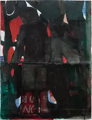 Jean-Charles Blais, Untitled, 2020, charcoal, chalk and oil on torn posters