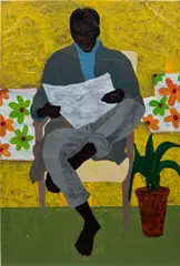Godwin Champs Namuyimba, By Force of Mind, 2022, acrylic and paper collage on canvas