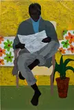 Godwin Champs Namuyimba, By Force of Mind, 2022, acrylic and paper collage on canvas