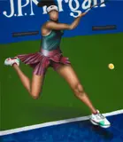 Evgen Čopi Gorišek, Heavy Forehand, 2023, acrylic and oil stick on canvas