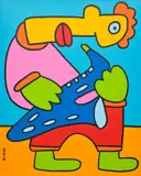 Thierry Noir, My brand-new blue saxophone makes my whole-body rocks, 2023, acrylic on canvas