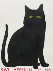 David Shrigley, Untitled (Cat Approves Of You), 2019, acrylic on paper