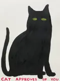David Shrigley, Untitled (Cat Approves Of You), 2019, acrylic on paper